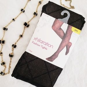 Xhilaration sheer black gold shimmer tights